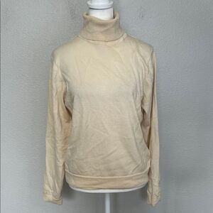 LL Bean Ivory Classic Turtleneck Wool Sweater Size Medium * Flaw